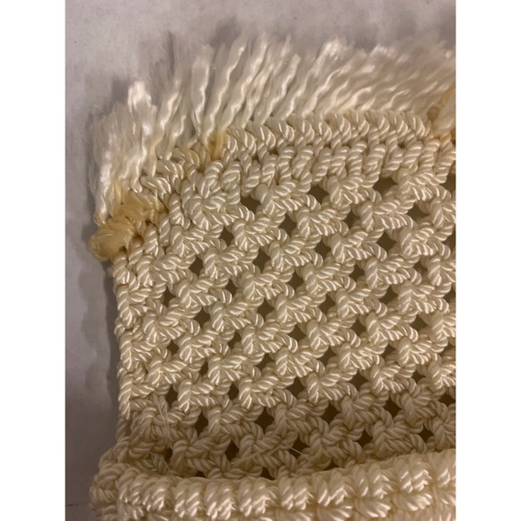 Vintage Women's White/Ivory Macrame Clutch with Fringe - Picture 5 of 7